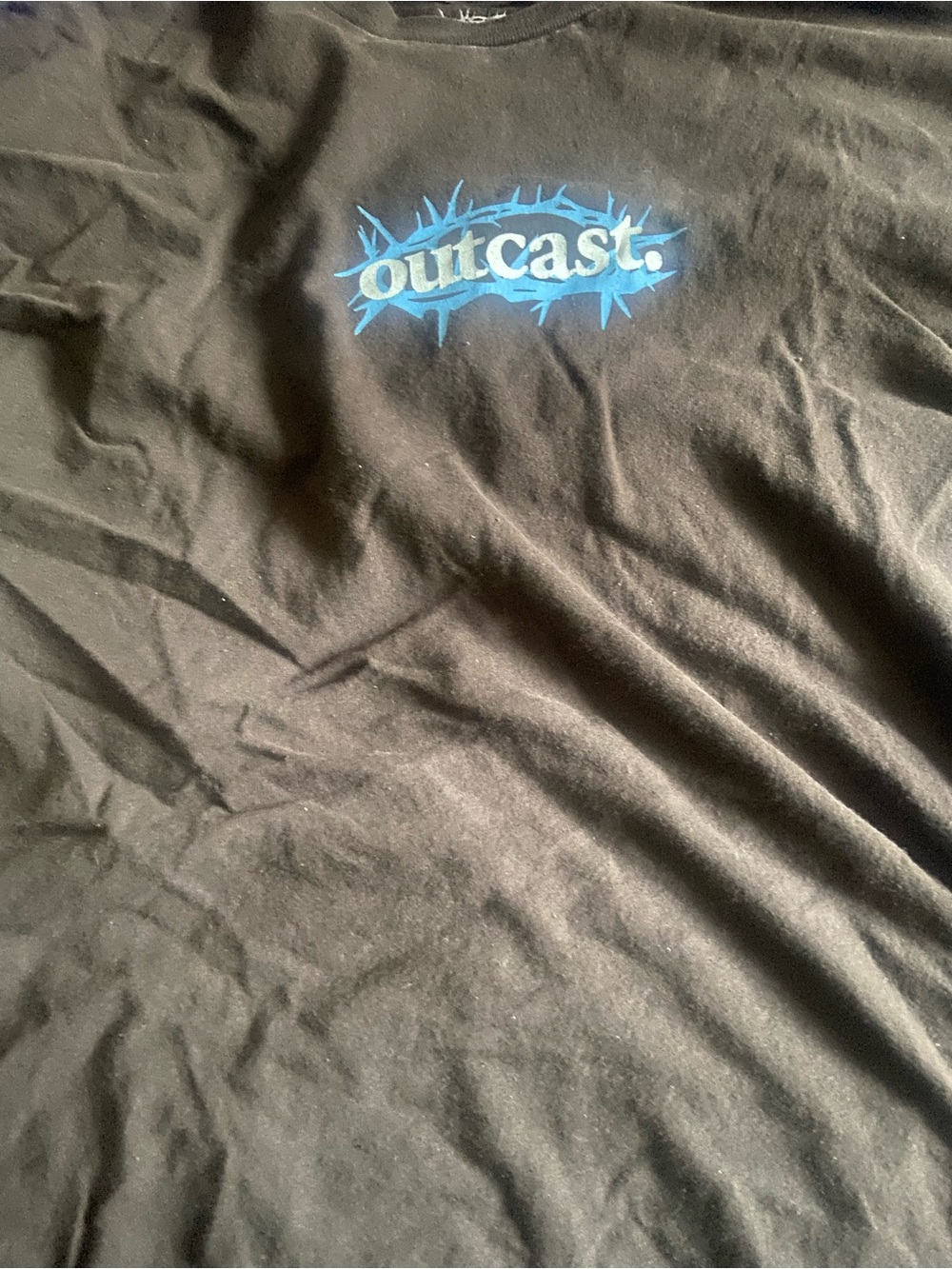 Outcast Men’s Black Short Sleeve Tee with Blue Chest Graphic